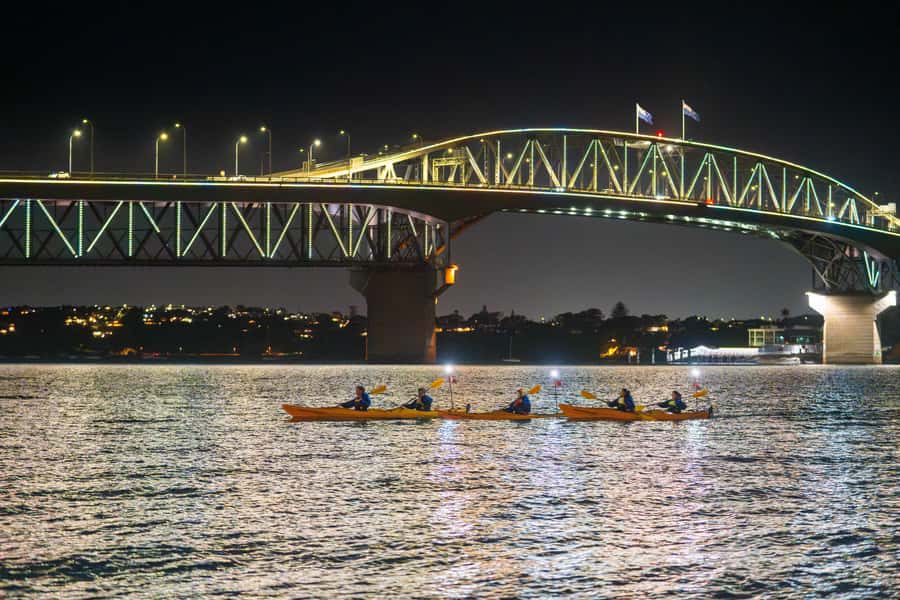 Auckland: City Lights Night Kayak Tour - Paddling alongside the Auckland Harbour Bridge at night