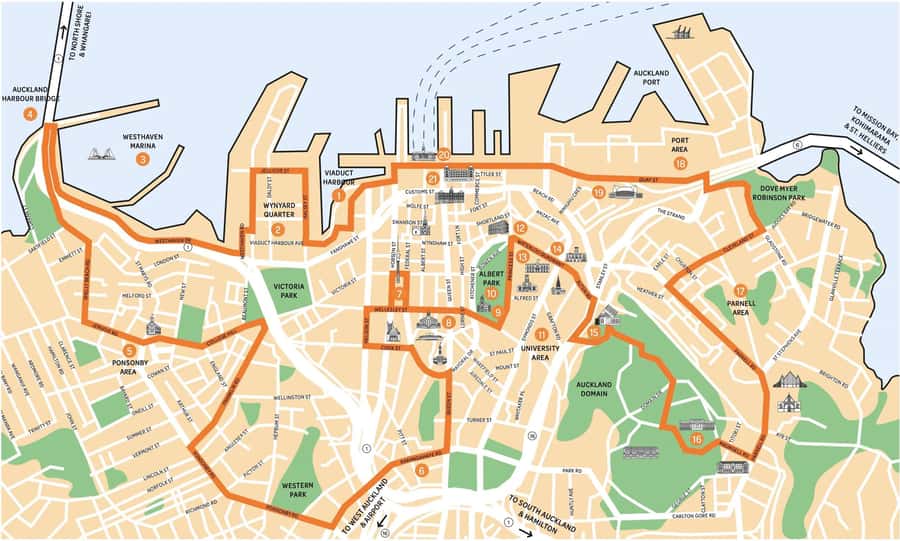 Auckland: GoGuided Auckland City Tour - The 90-minute route: from Viaduct Basin to Parnell and back into the CBD