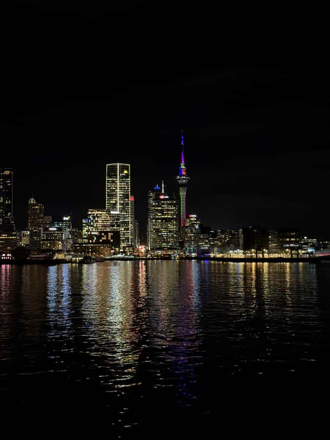 Auckland: Nightlights Harbour Cruise with Canapés and Drink - Entering Auckland’s Night Scene From Westhaven Marina