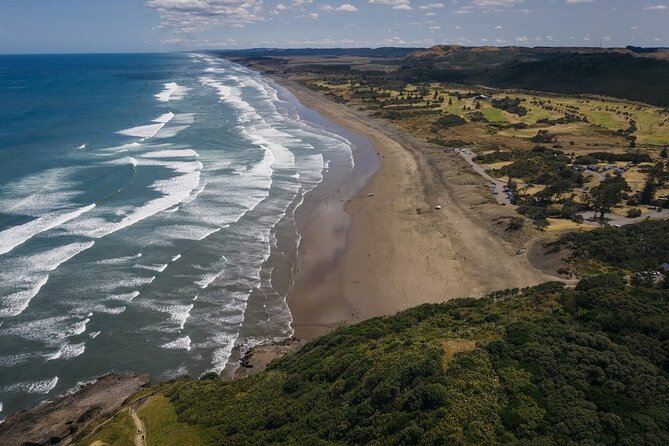 Explore West Auckland with Winery - Muriwai Beach: Black Sand Surf Energy You Can Feel