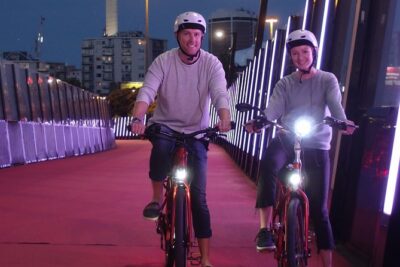 The City Lights: a unique electric bike tour of Auckland by night! - Britomart to the waterfront: starting with bright retail streets